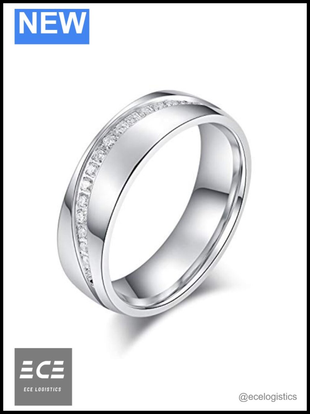 Sterling Silver 6mm Comfort Fit Simulated Diamond Wedding Band